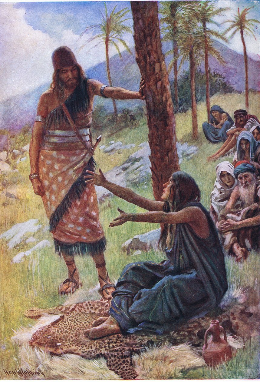 Deborah i Barak, ilustracja z serii „Obrazki, które uczą koronę”, 1920 autorstwa Harold Copping