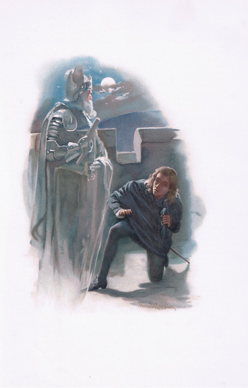 Hamlet i duch, ilustracja z Hamlet autorstwa Harold Copping