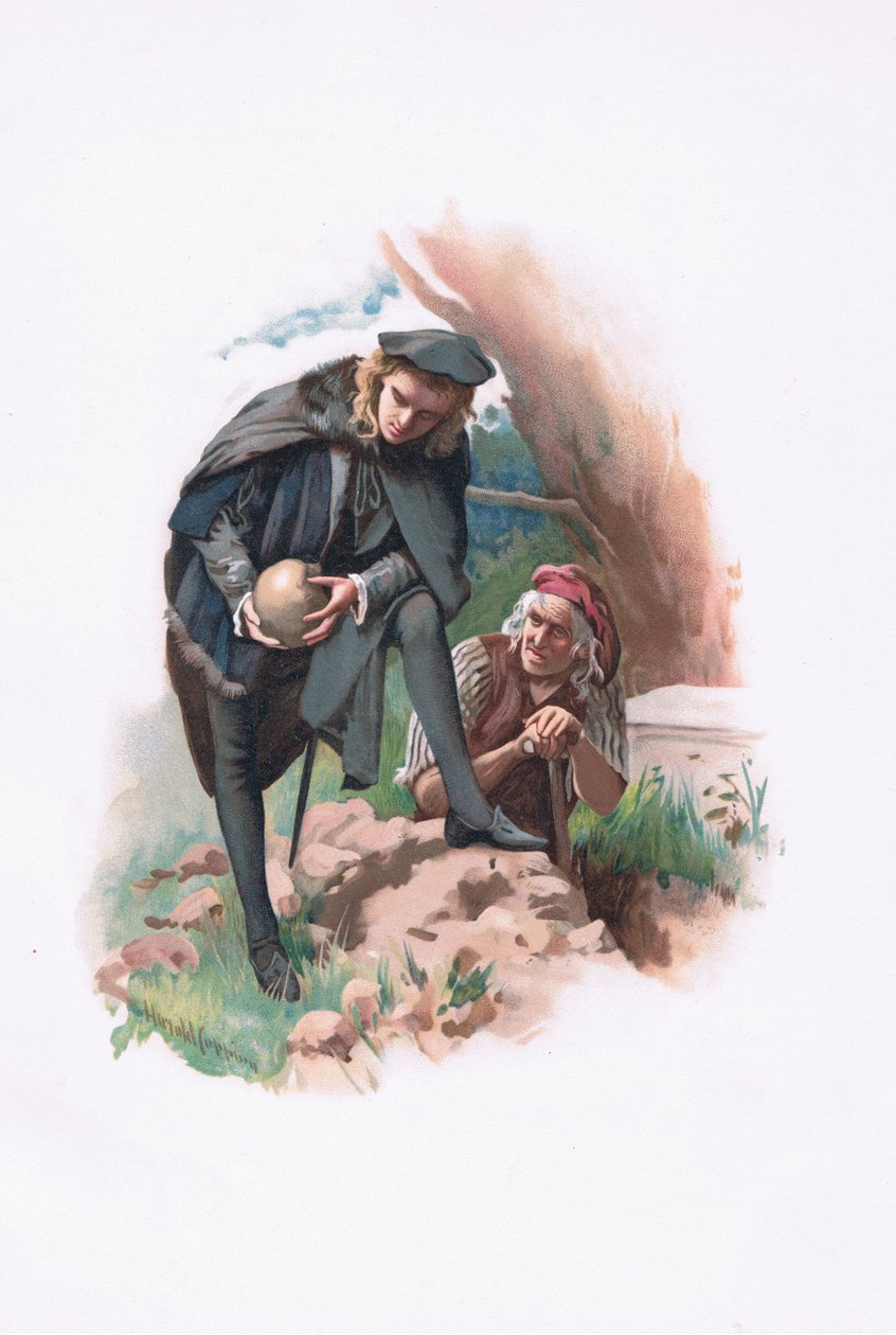 Hamlet i grabarz, ilustracja z Hamlet autorstwa Harold Copping