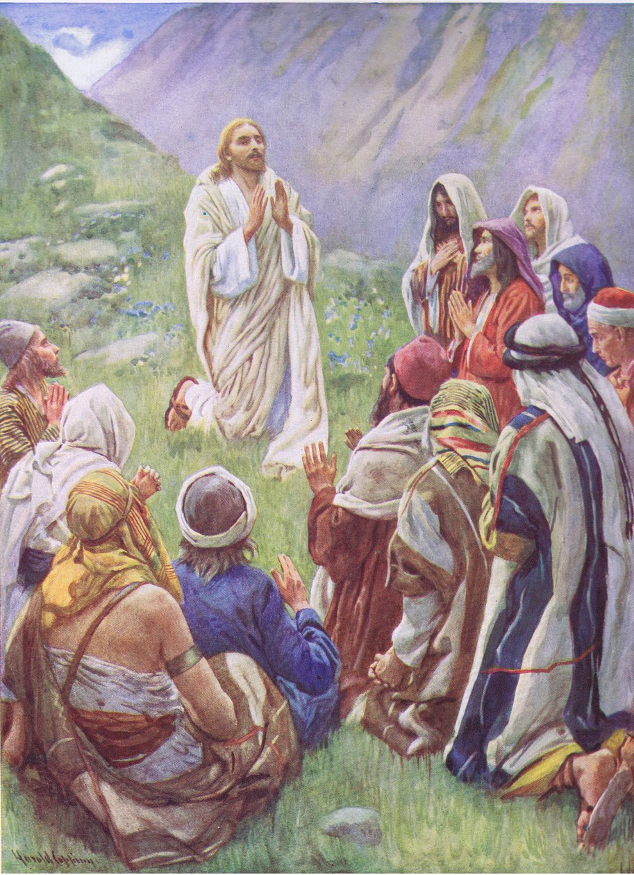 Panie, naucz nas modlić się, ilustracja z serialu „Obrazki, które uczą korony”, 1920 autorstwa Harold Copping