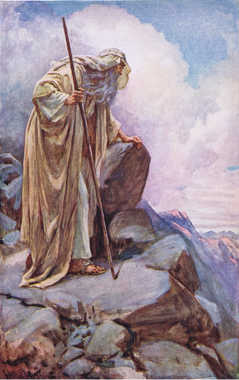 Mojżesz z Pisgah, ilustracja z serii Obrazki, które uczą korony, 1920 autorstwa Harold Copping