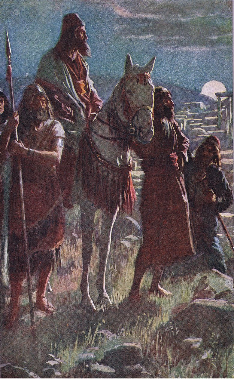 Ankieta Nehemiasza o północy, ilustracja z serialu „Obrazki, które uczą koronę”, 1920 autorstwa Harold Copping