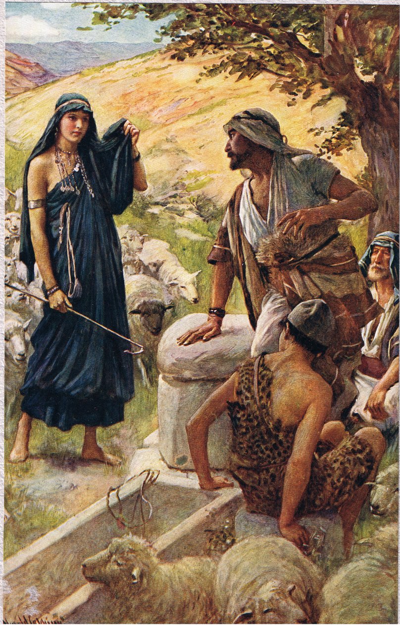 Rachel, ilustracja z książki „Kobiety Biblii”, wydanej przez The Religious Tract Society autorstwa Harold Copping