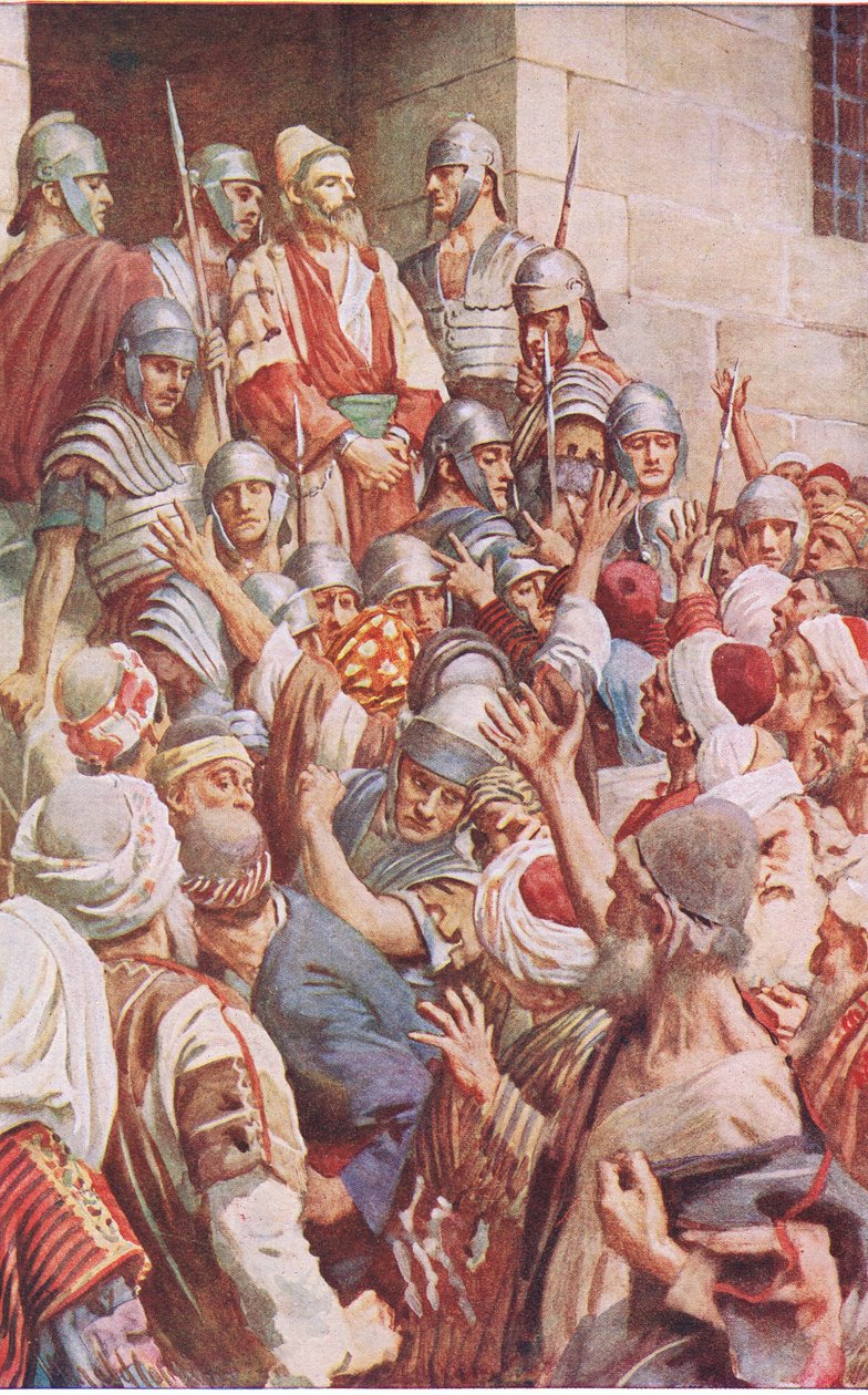 Św. Paweł w Jerozolimie, ilustracja z Harold Copping Pictures: The Crown Series, ok. 1920 r. autorstwa Harold Copping
