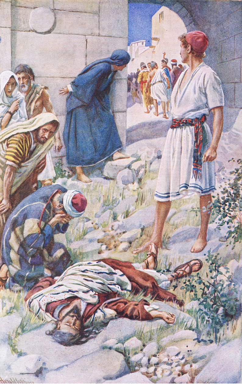 St Paul ukamienowany, ilustracja z Harold Copping Pictures: The Crown Series, ok. 1920 autorstwa Harold Copping
