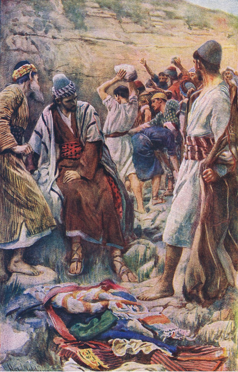 Śmierć Stephena, ilustracja z Harold Copping Pictures: The Crown Series, ok. 1920 autorstwa Harold Copping