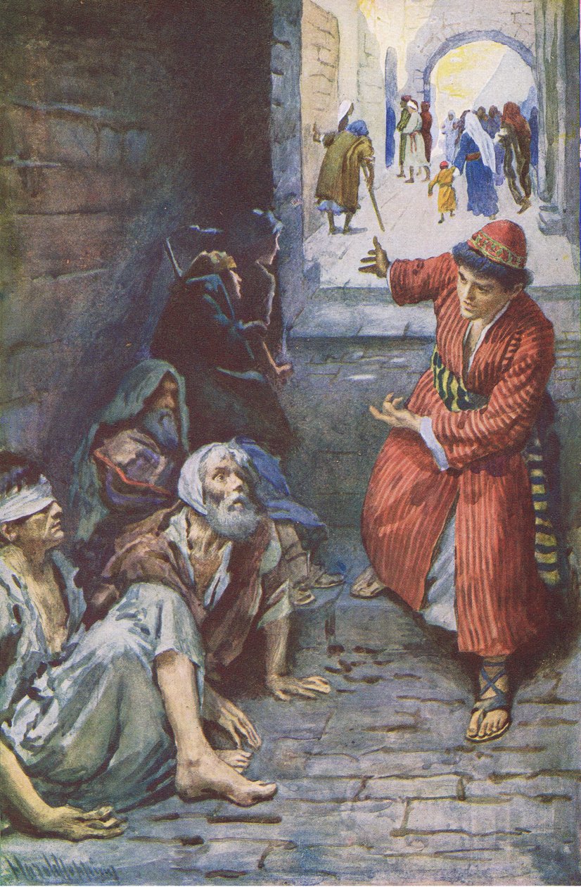 Wielkie zaproszenie, ilustracja z Harold Copping Pictures: The Crown Series, ok. 1920 autorstwa Harold Copping