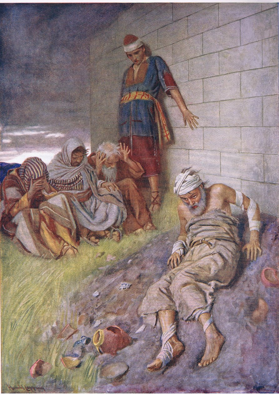 Cierpliwość Hioba, ilustracja z serialu „Obrazki, które uczą korony”, 1920 autorstwa Harold Copping
