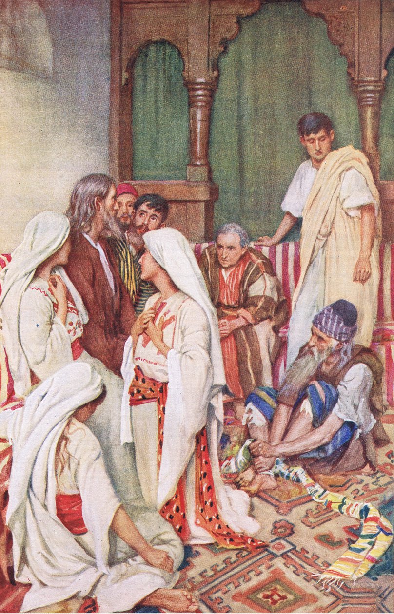 Głoszenie Agabusa, ilustracja z Harold Copping Pictures: The Crown Series, ok. 1920 autorstwa Harold Copping