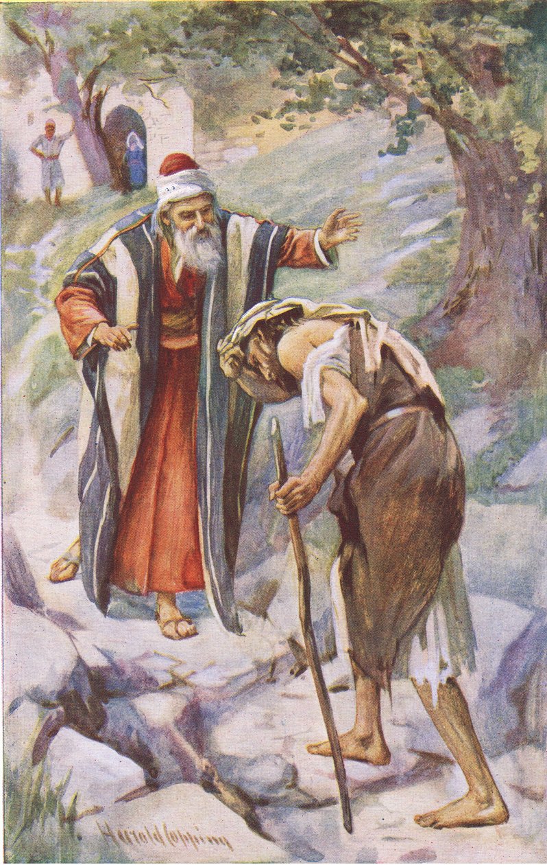 Syn marnotrawny, ilustracja z Harold Copping Pictures: The Crown Series, ok. 1920 autorstwa Harold Copping
