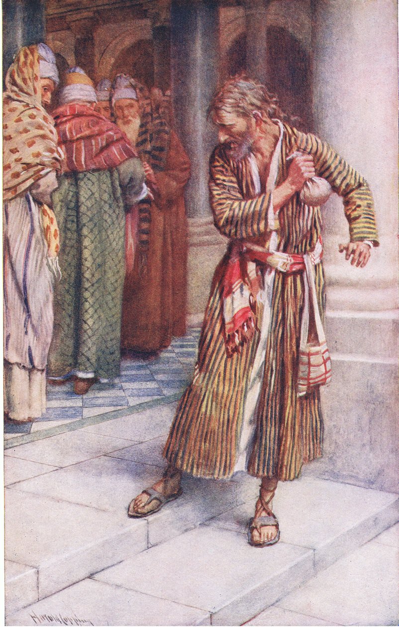 Wyrzuty sumienia Judasza, ilustracja z Harold Copping Pictures: The Crown Series, ok. 1920 autorstwa Harold Copping