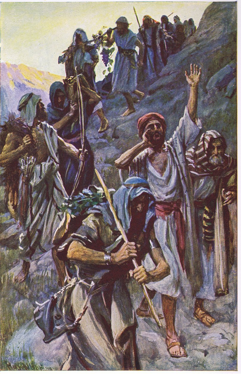 Powrót szpiegów, ilustracja z serialu „Obrazki, które uczą koronę”, 1920 autorstwa Harold Copping