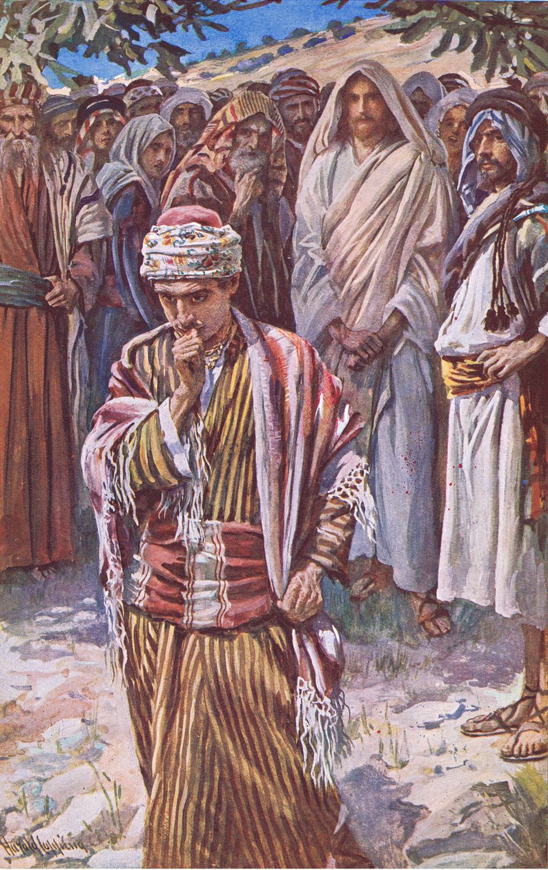 Bogaty młody władca, ilustracja z Harold Copping Pictures: The Crown Series, ok. 1920 autorstwa Harold Copping