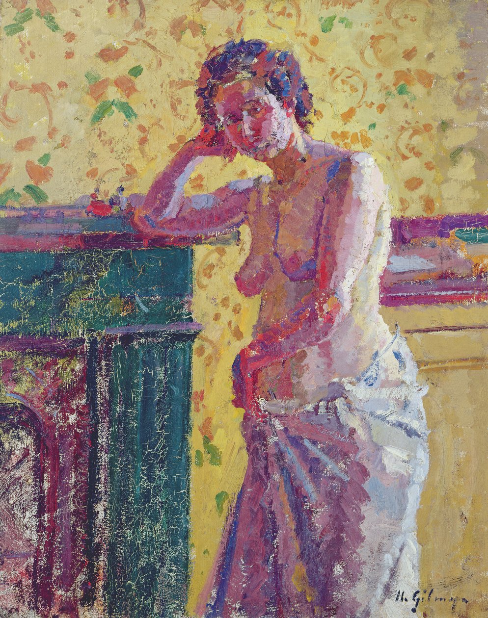 Wnętrze z aktem (olej na płótnie) autorstwa Harold Gilman