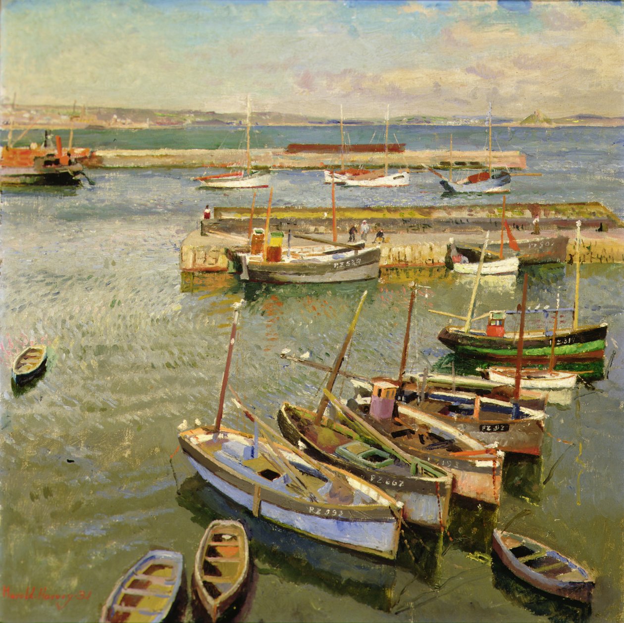 Łodzie, Port Newlyn autorstwa Harold Harvey