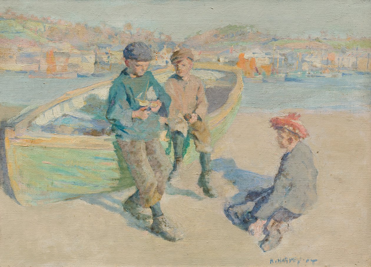 Dzieci w porcie Newlyn autorstwa Harold Harvey