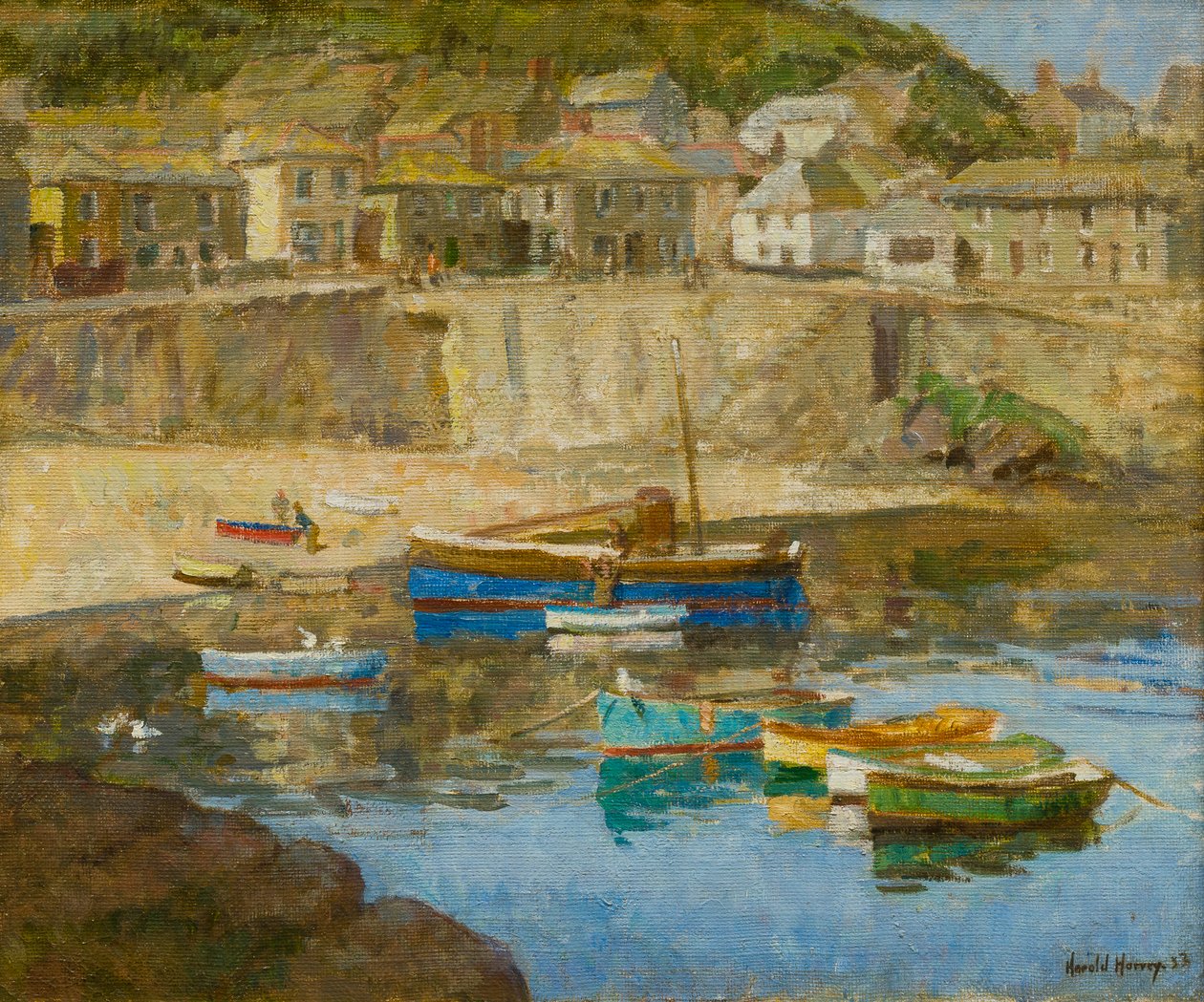 Port Mousehole, ok. 1920 (olej na płótnie) autorstwa Harold Harvey