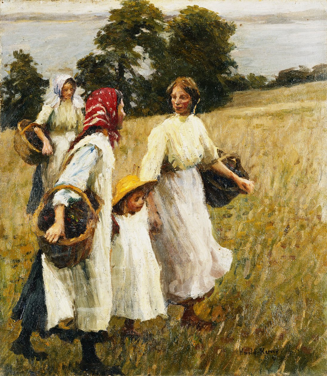 Żniwa jeżyn, ok. 1908 (olej na płótnie) autorstwa Harold Harvey