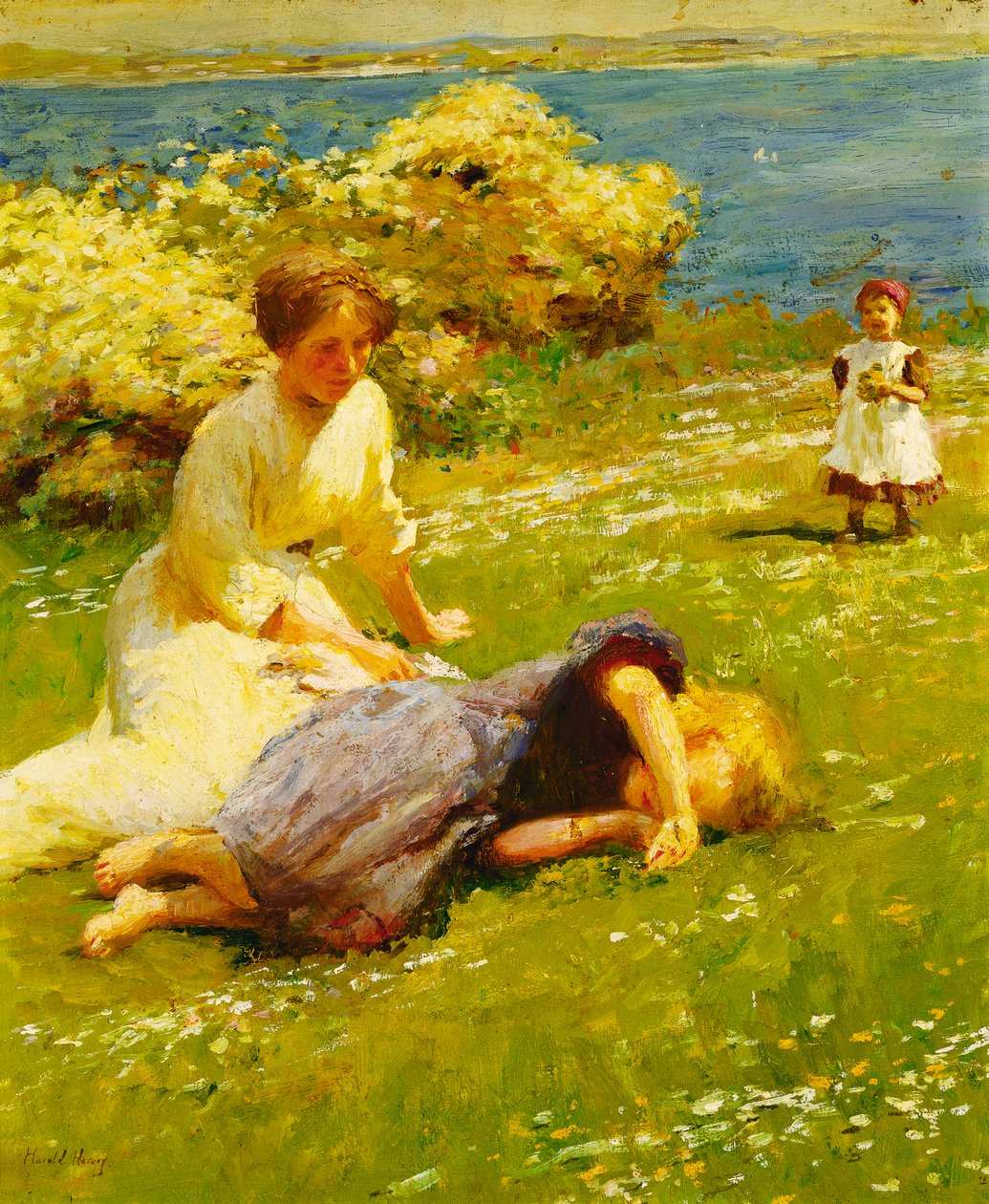 Młode dziewczyny na szczycie klifu autorstwa Harold Harvey