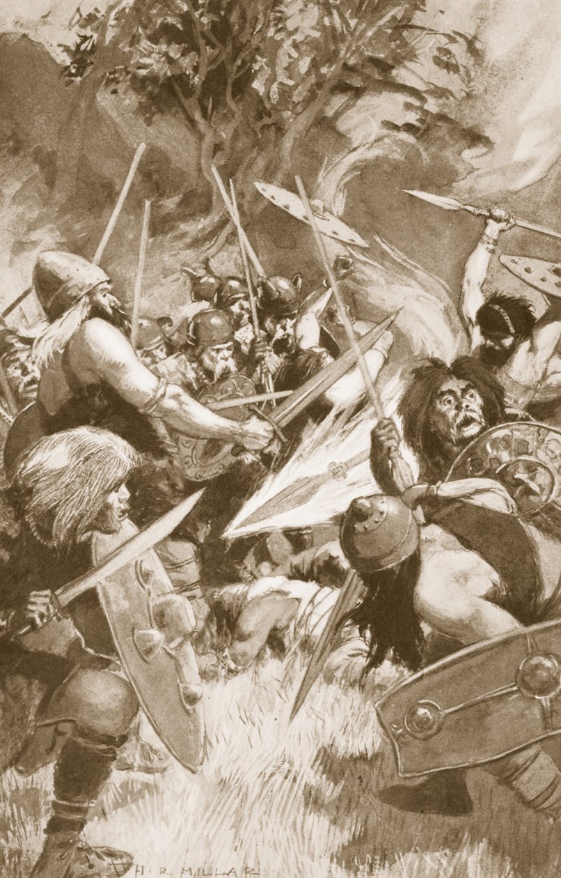Magiczna włócznia Lugh, ilustracja z „Celtic Myth and Legend” Charlesa Squire