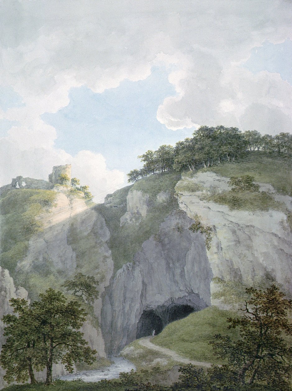Widok na zamek i jaskinie w Castleton, Derbyshire autorstwa Harriet Lister