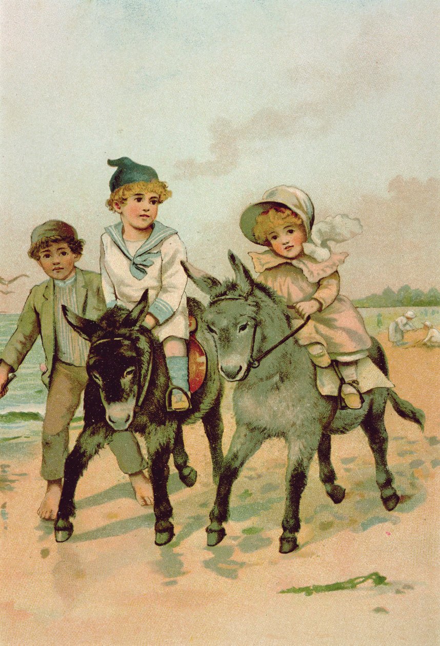 Dzieci jeżdżące na osłach nad morzem autorstwa Harriet M. Bennett
