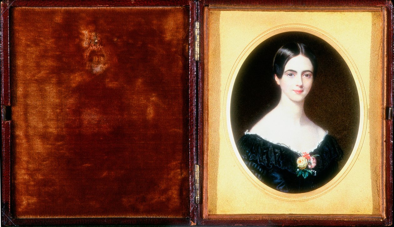 Portret Elizabeth Ann Benson z 1841 r. (wc, bodycolour i kość słoniowa) autorstwa Harriet Mackreth