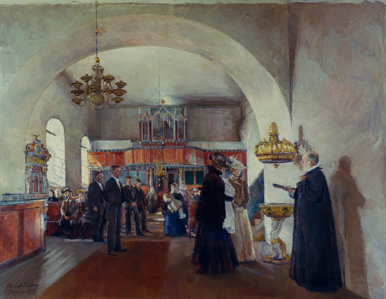 Chrzciny w kościele Stange autorstwa Harriet Backer