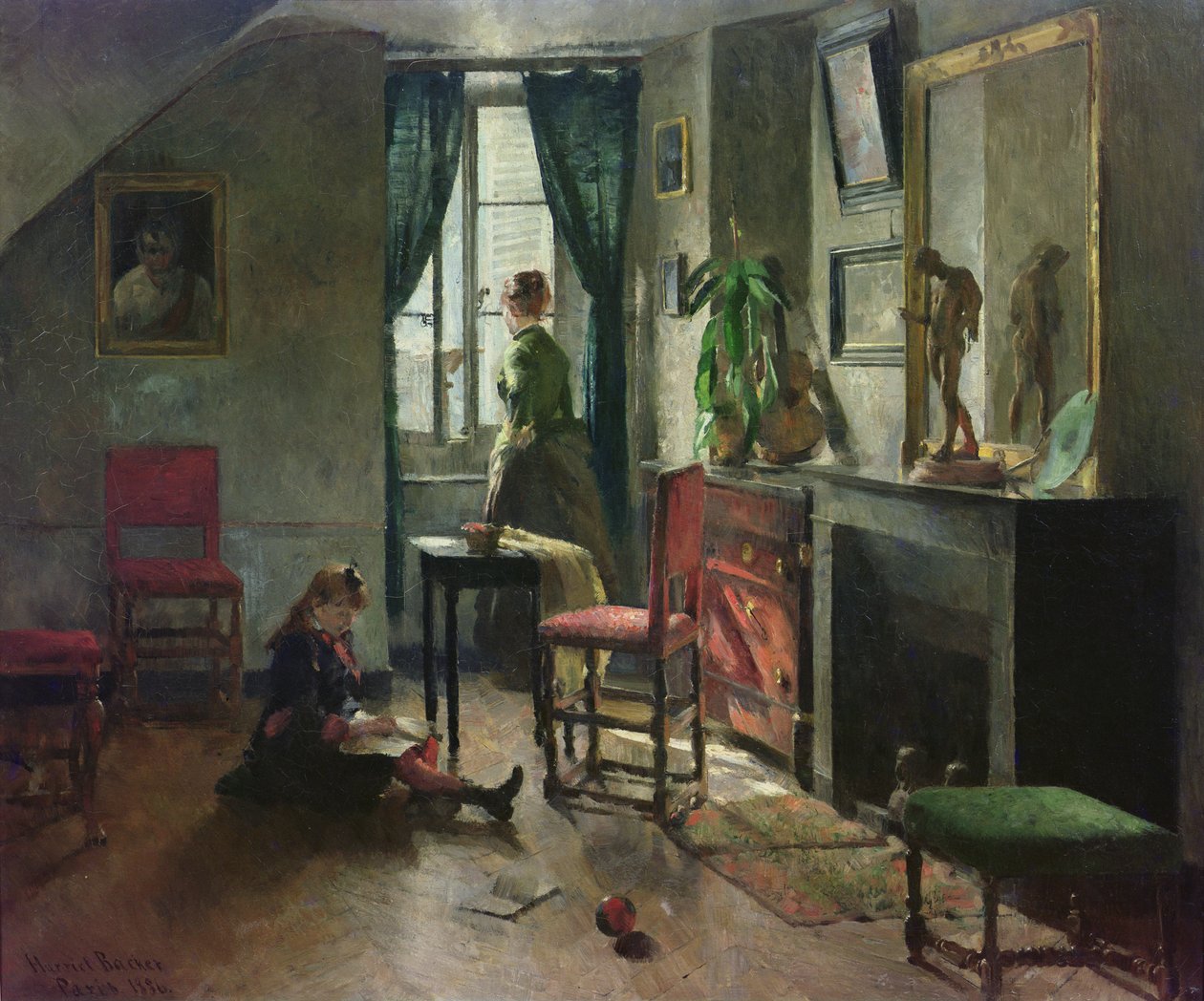 Wnętrze z figurami autorstwa Harriet Backer