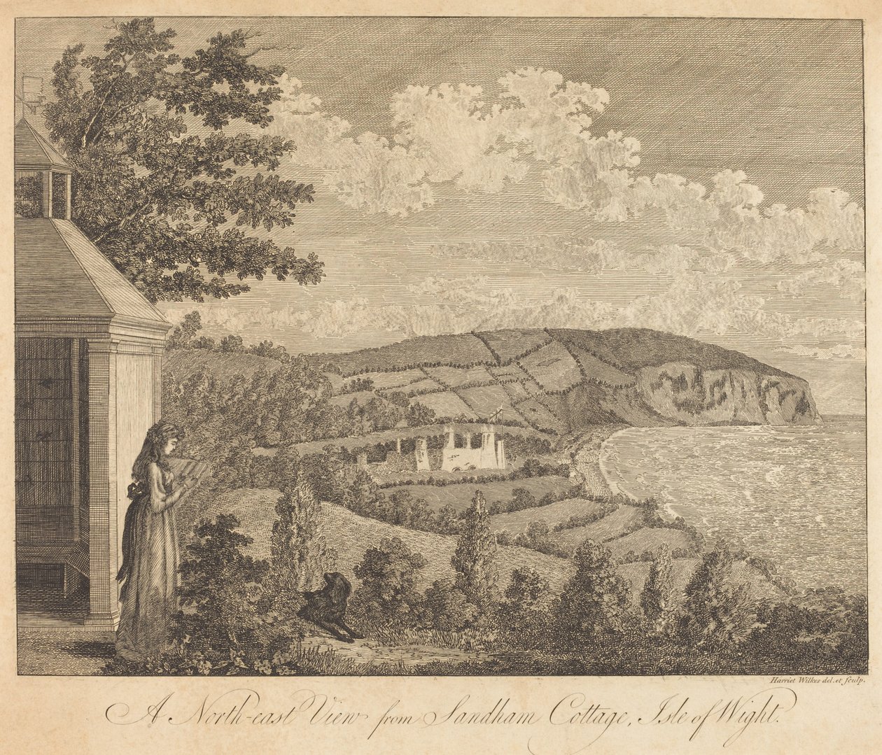 Widok na północny wschód z Sandham Cottage, Isle of Wight autorstwa Harriet Wilkes