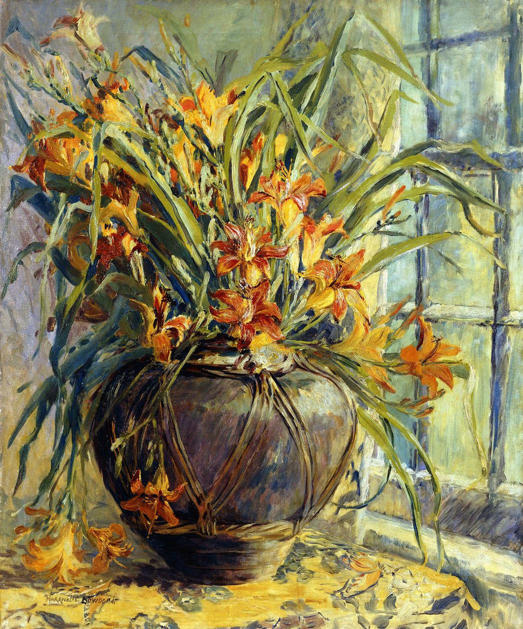 Kwiatowa martwa natura (olej na płótnie) autorstwa Harriette Bowdoin