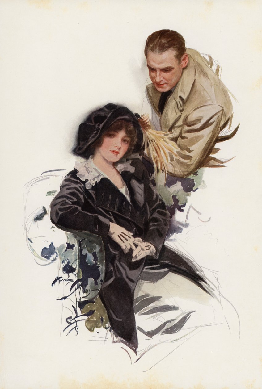 Na letniej werandzie hotelu (kolorowa litografia) autorstwa Harrison Fisher