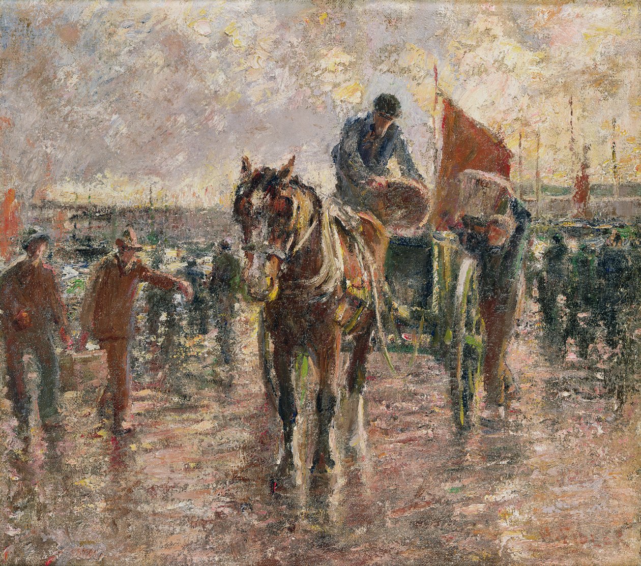 Rozładunek połowu, Newlyn autorstwa Harry Fidler