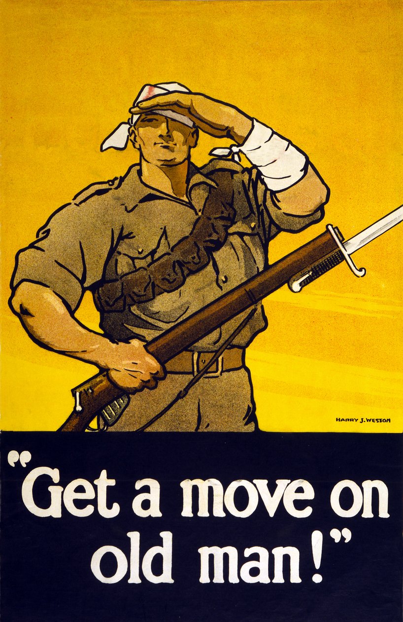 Plakat rekrutacyjny Get A Move On Old Man, wyd. 1915 autorstwa Harry J. Weston