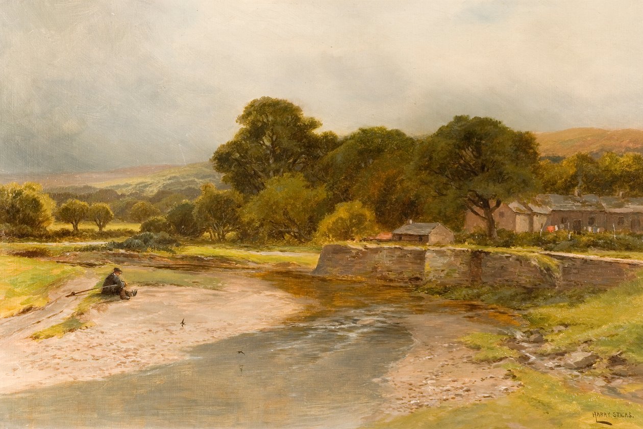 Na rzece Wear, Stanhope, 1900 autorstwa Harry Sticks
