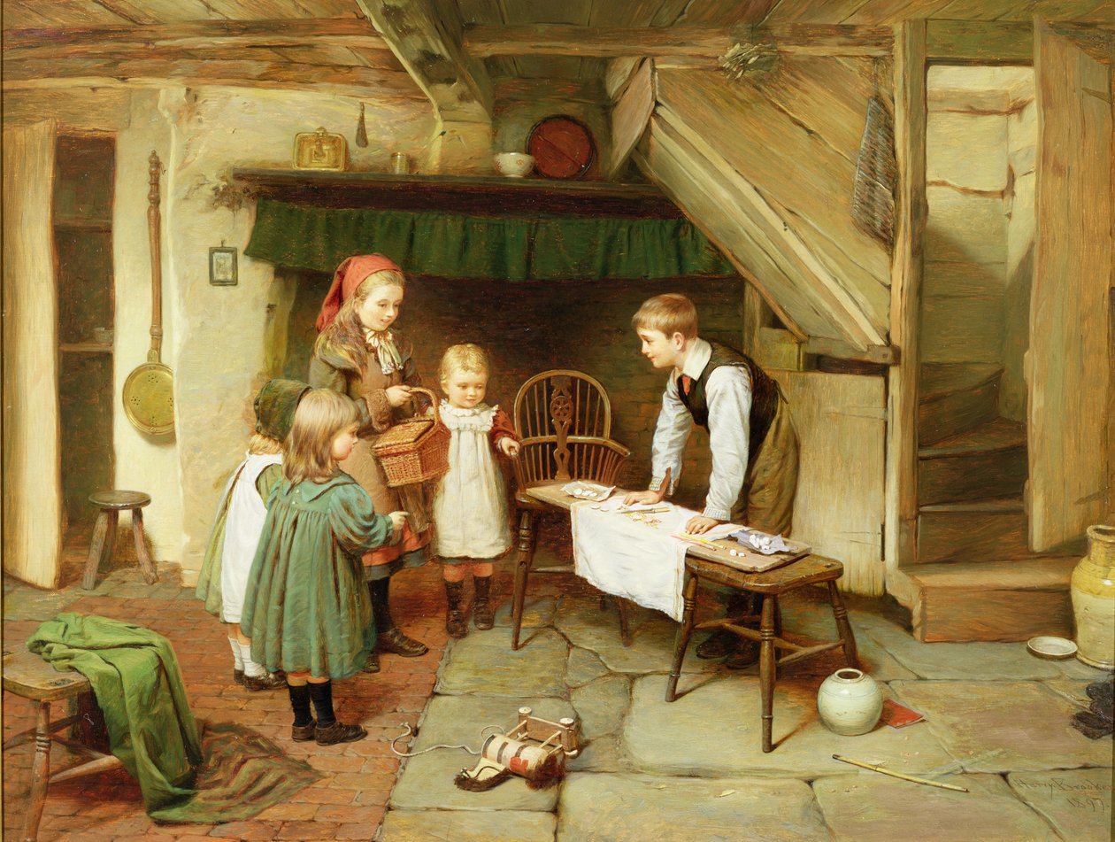 Wizyta w cukierni (olej na płótnie) (zob. też 17194) autorstwa Harry Brooker