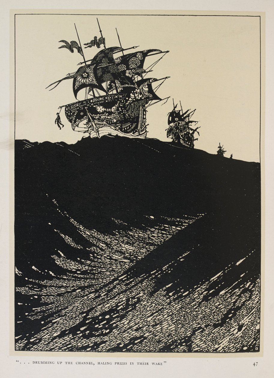 Ballada o kapitanach. „... nabijanie kanału,   niosąc za sobą nagrody” autorstwa Harry Clarke