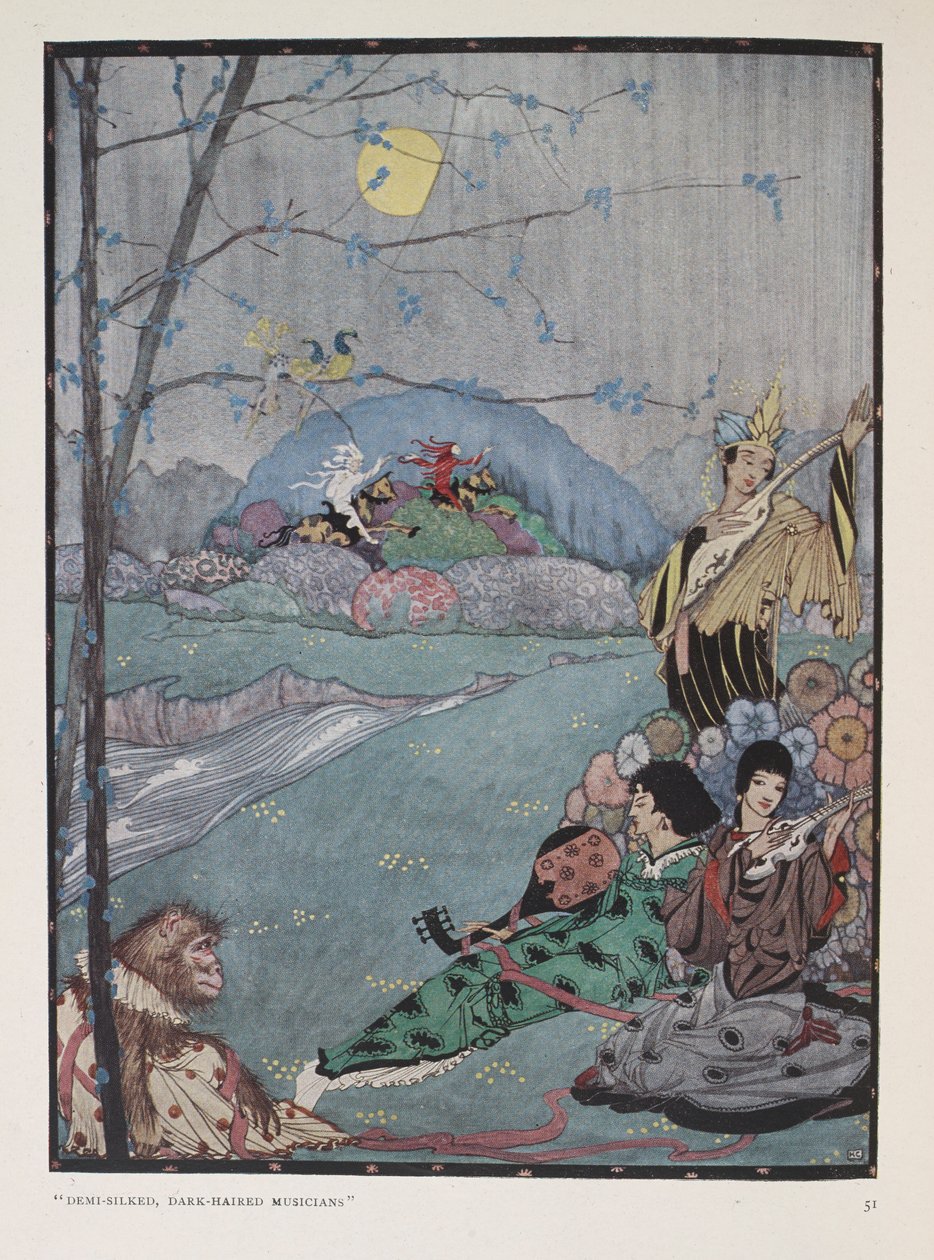 Arabia. „Ciemnowłosi muzycy w półjedwabiu” autorstwa Harry Clarke