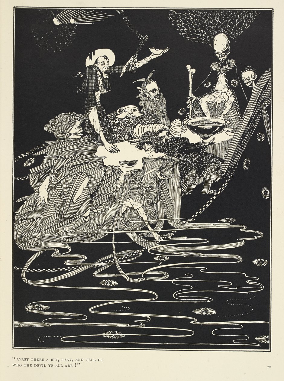 Bądźcie tam trochę, mówię, i powiedzcie nam, kim wy wszyscy jesteście, do cholery!”. Z opowiadania Król Pest. autorstwa Harry Clarke