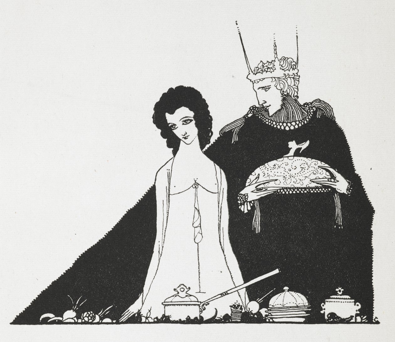 Ilustracja do opowiadania „Kopciuszek; lub mały szklany pantofelek”. autorstwa Harry Clarke