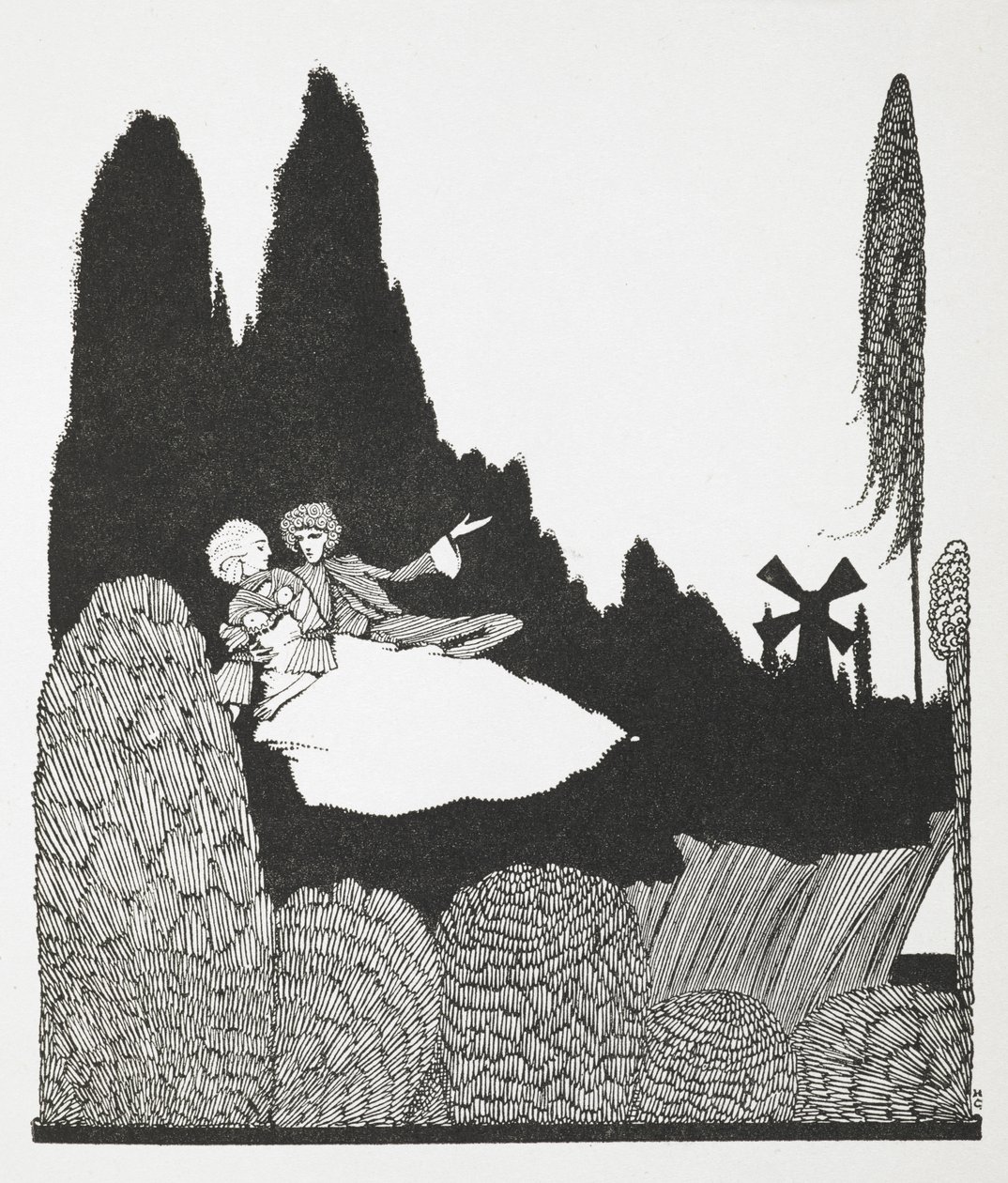 Ilustracja do opowiadania „Mistrz kota, czyli Kot w butach”. autorstwa Harry Clarke