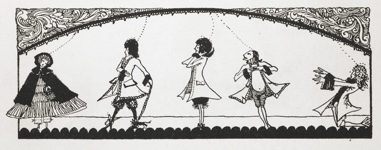 Ilustracja do opowiadania „Czerwony Kapturek”. autorstwa Harry Clarke