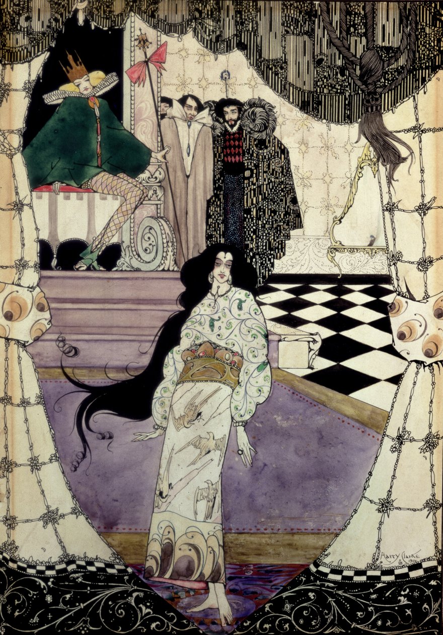 Ilustracja z Małej Syrenki, 1914 (toaleta, długopis i atrament) autorstwa Harry Clarke