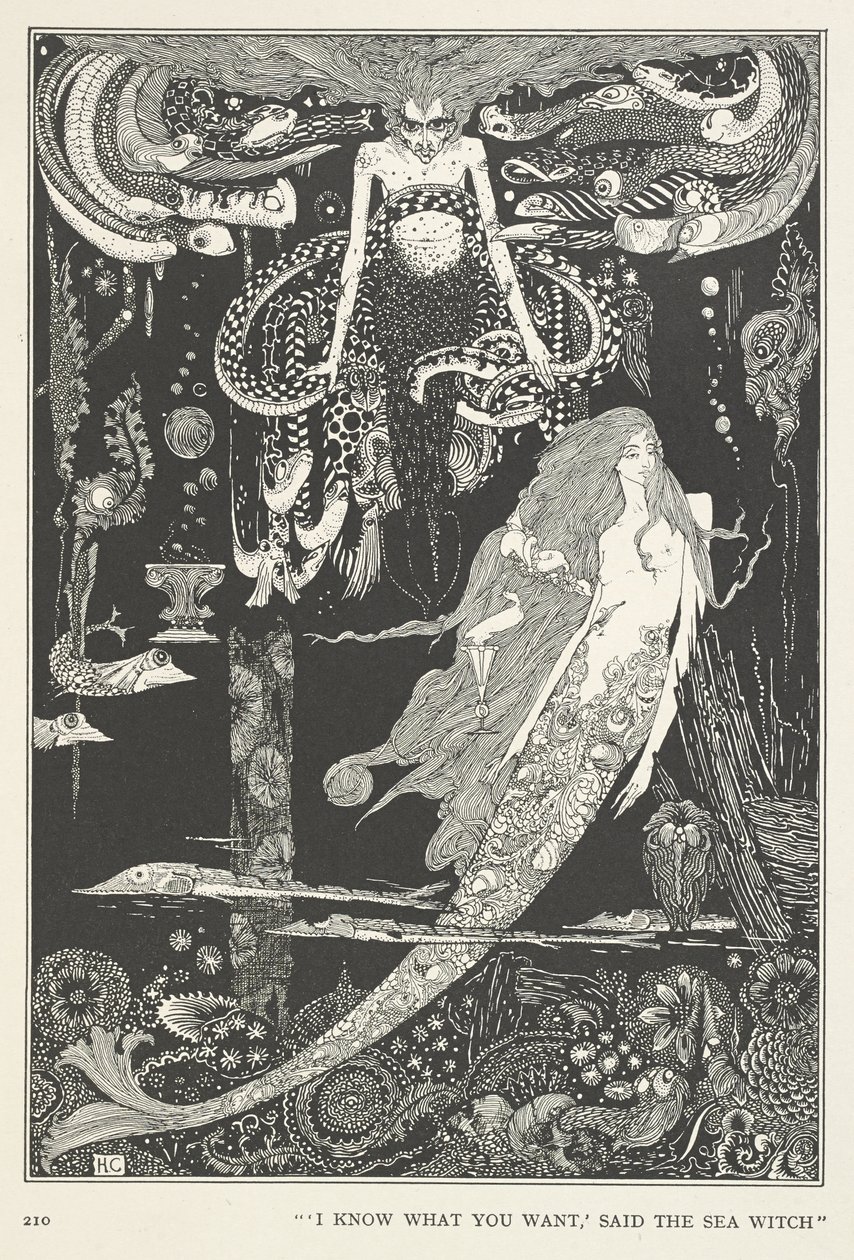 Mała Dziewica Morska. „Wiem, czego chcesz” – powiedziała Morska Wiedźma. autorstwa Harry Clarke