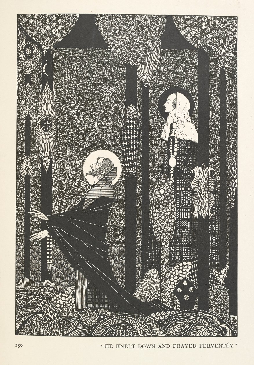 Córka Króla Bagien. Uklęknął i żarliwie się modlił. autorstwa Harry Clarke