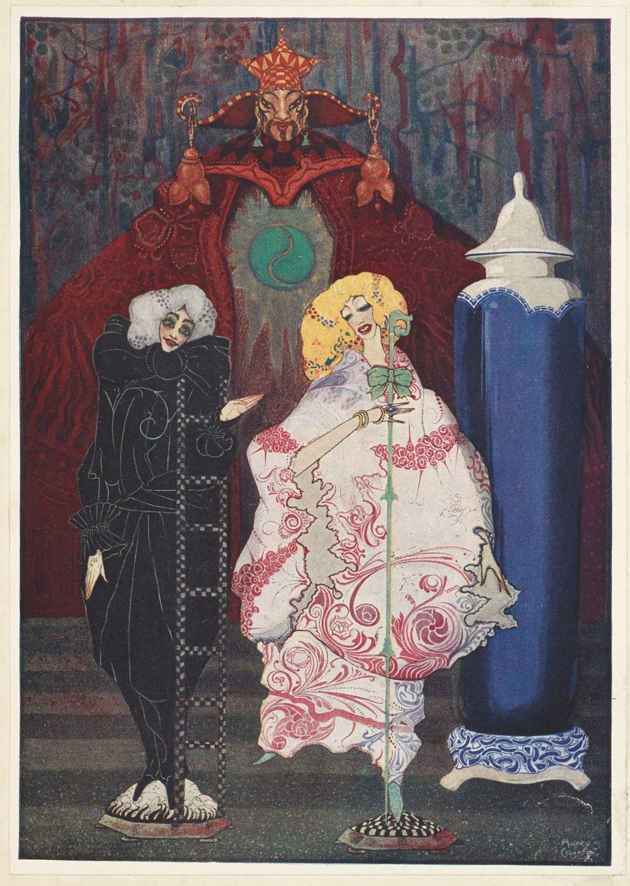 Pasterka i kominiarz. „Czy naprawdę masz odwagę iść ze mną w szeroki świat?” – zapytał kominiarz. autorstwa Harry Clarke