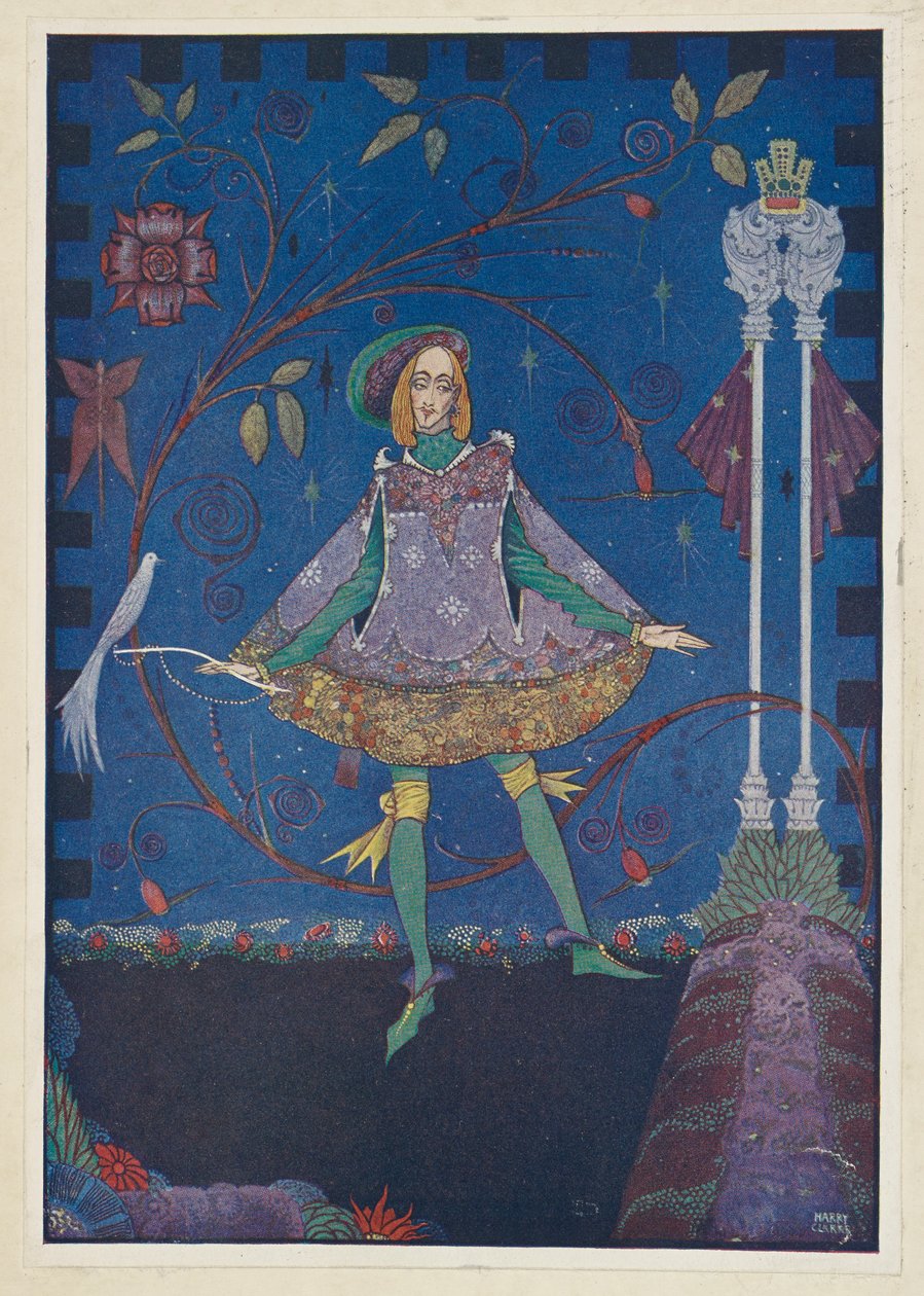 Świniopas. Na grobie ojca księcia rósł krzew róży, ilustracja z „Bajek” Hansa Christiana Andersona” autorstwa Harry Clarke