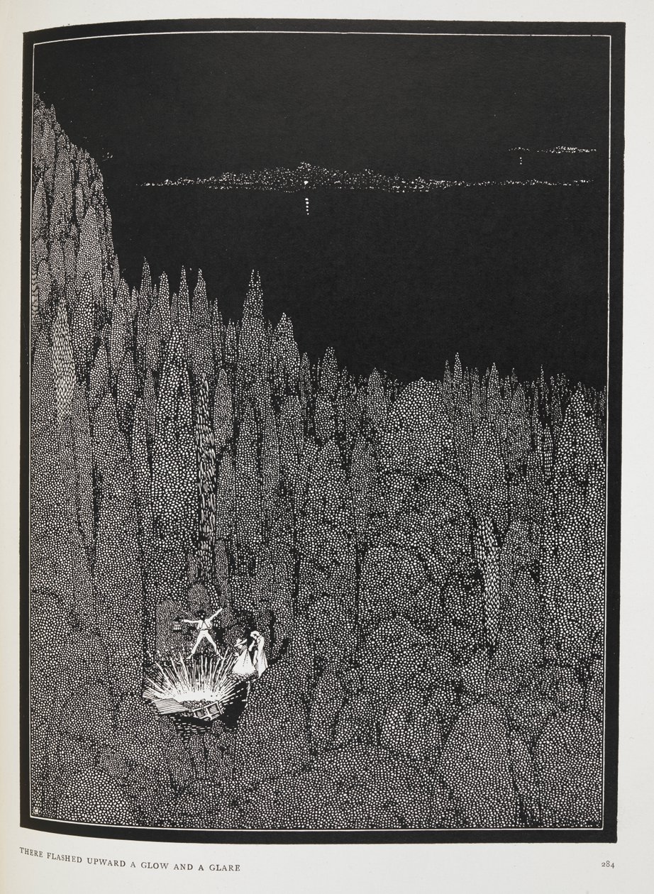 W górę błysnął blask i blask”. Ilustracja do opowiadania „Złoty błąd”. autorstwa Harry Clarke