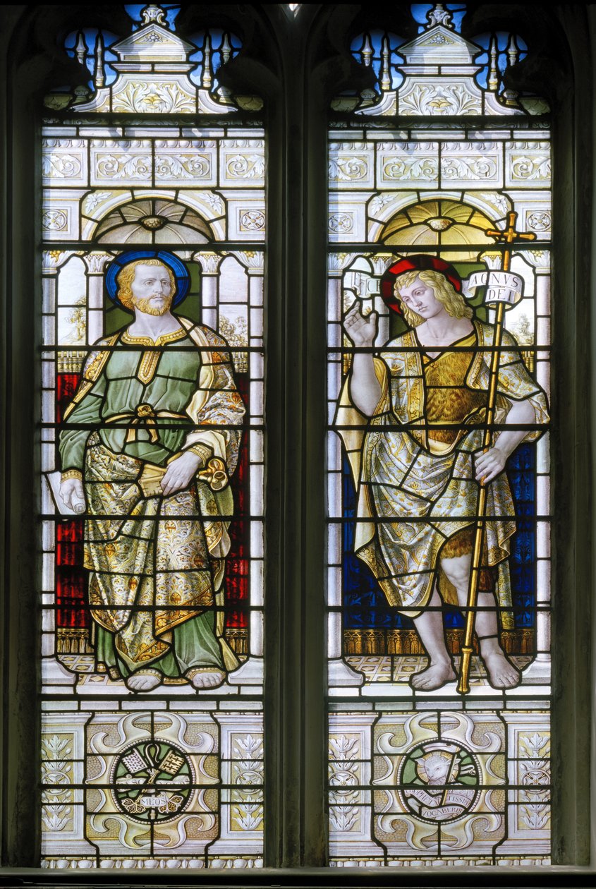 Oxford, Oriel College Chapel, James Powell & Sons, Harry Ellis Wooldridge, St Peter & John The Baptist, 1885 autorstwa Harry Ellis Wooldridge