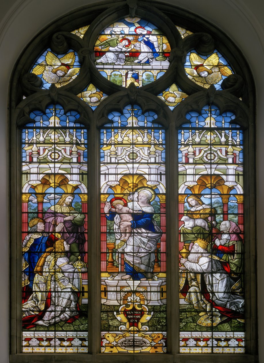 Oxford, Oriel College Chapel, James Powell & Sons, Harry Ellis Wooldridge, Pokłon Trzech Króli, 1885 autorstwa Harry Ellis Wooldridge